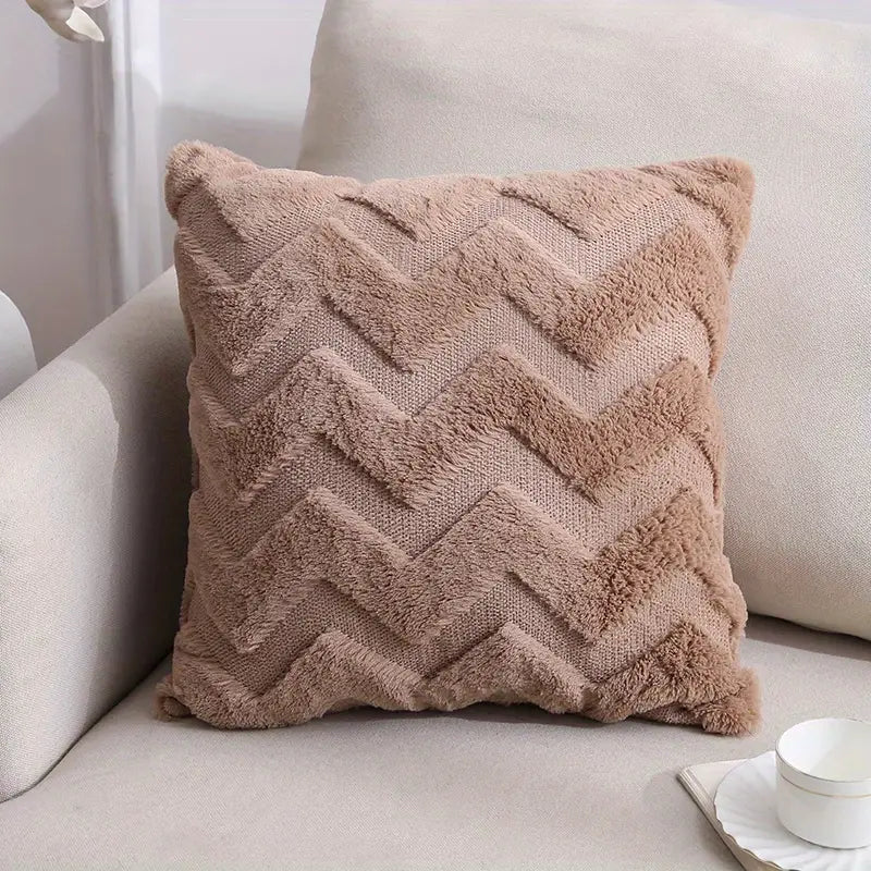 Plush Geometric Throw Pillow Cover