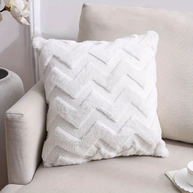 Plush Geometric Throw Pillow Cover