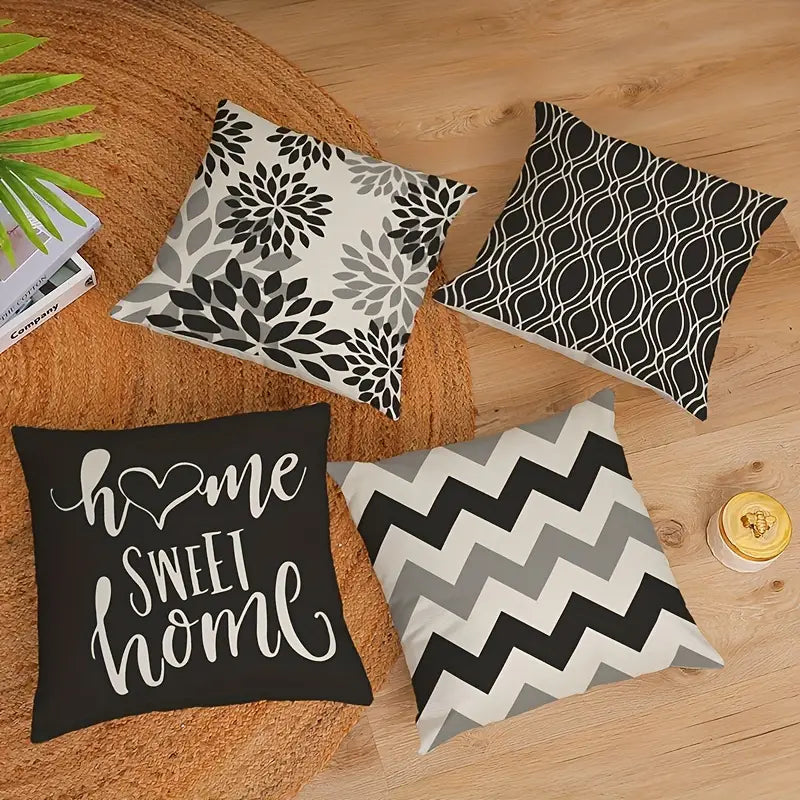 Linen Blend Geometric Cushion Cover