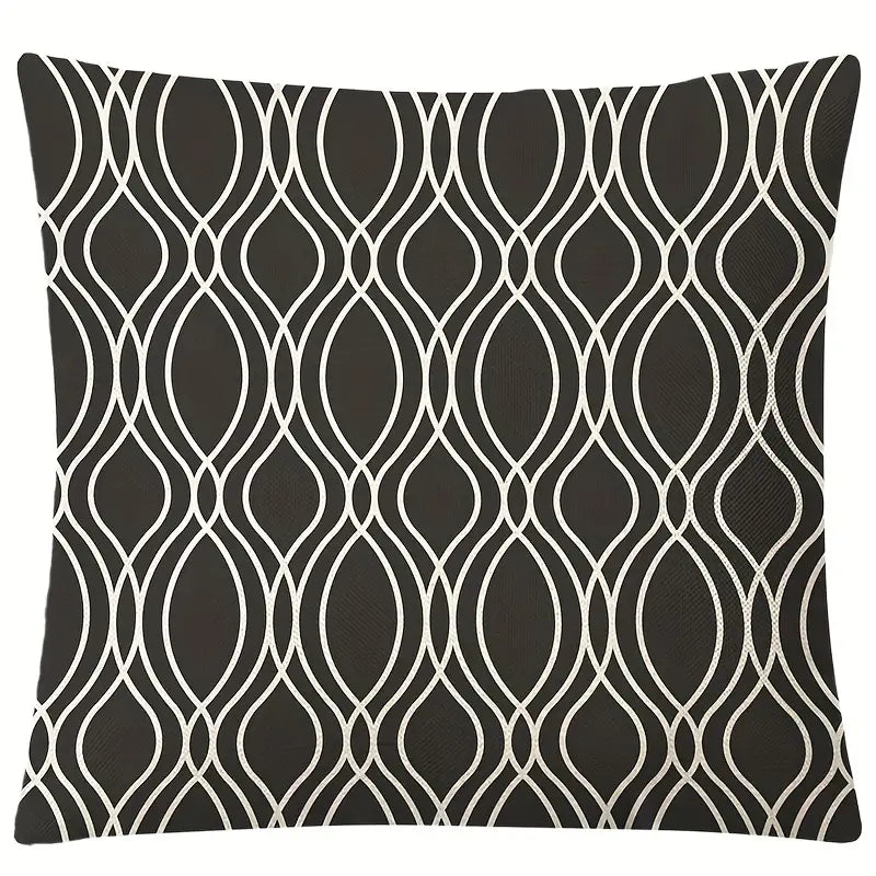 Linen Blend Geometric Cushion Cover