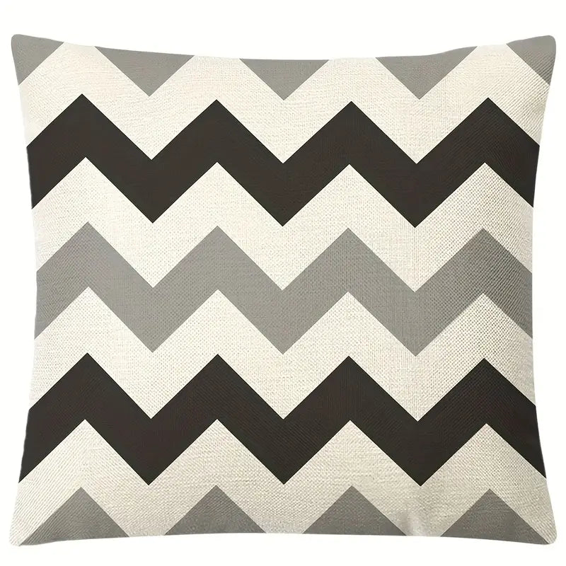 Linen Blend Geometric Cushion Cover