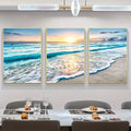 3pcs Modern Wave Beach Sunset Canvas Wall Art (15.7"x23.6")