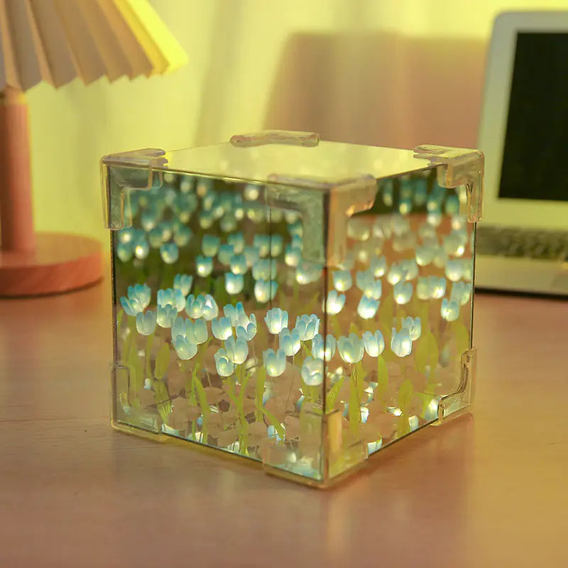 Tulip Cube Nightlight - Handmade Floral Decor (One Piece)