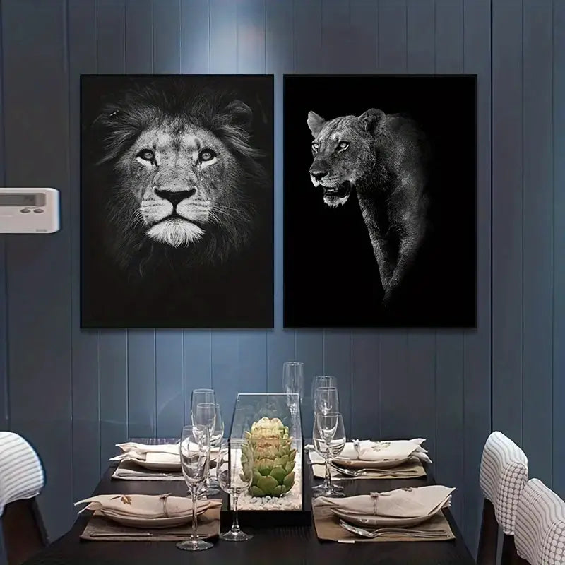 3pcs Animal Canvas Wall Art for Living Room Decor