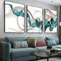 3pcs Abstract Blue Green Liquid Canvas Art Set