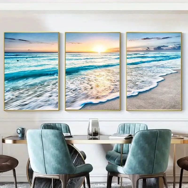 Coastal Sunset Triptych