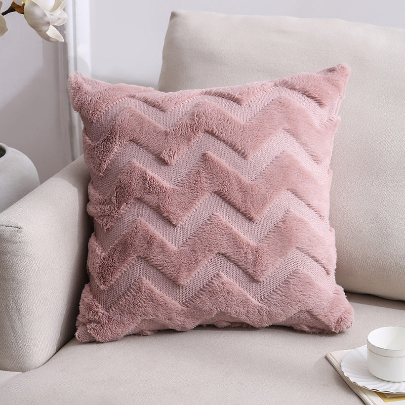 Plush Geometric Throw Pillow Cover