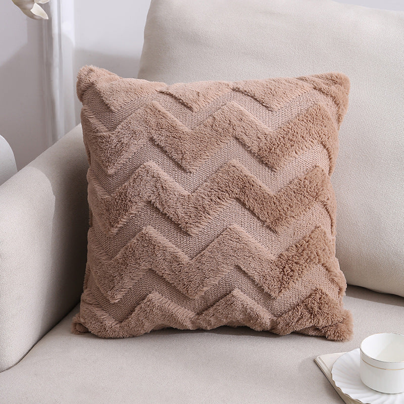 Plush Geometric Throw Pillow Cover