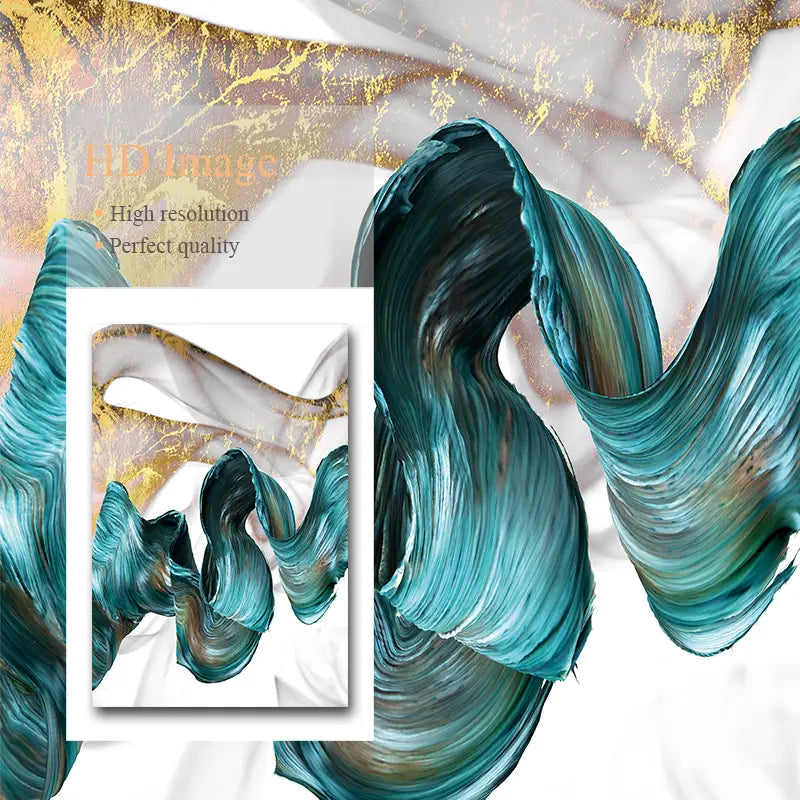 3pcs Abstract Blue Green Liquid Canvas Art Set