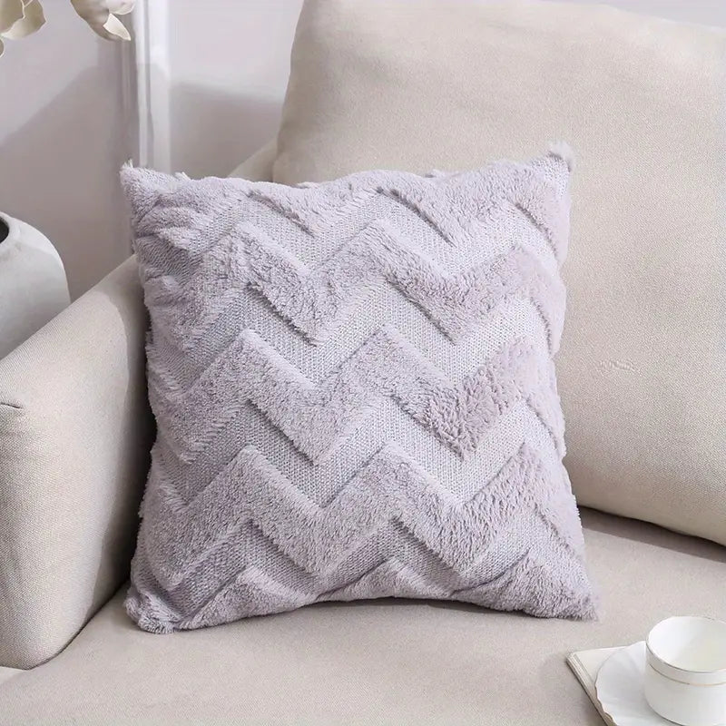 Plush Geometric Throw Pillow Cover