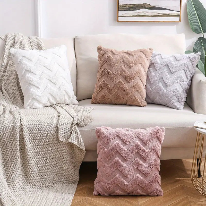 Plush Geometric Throw Pillow Cover