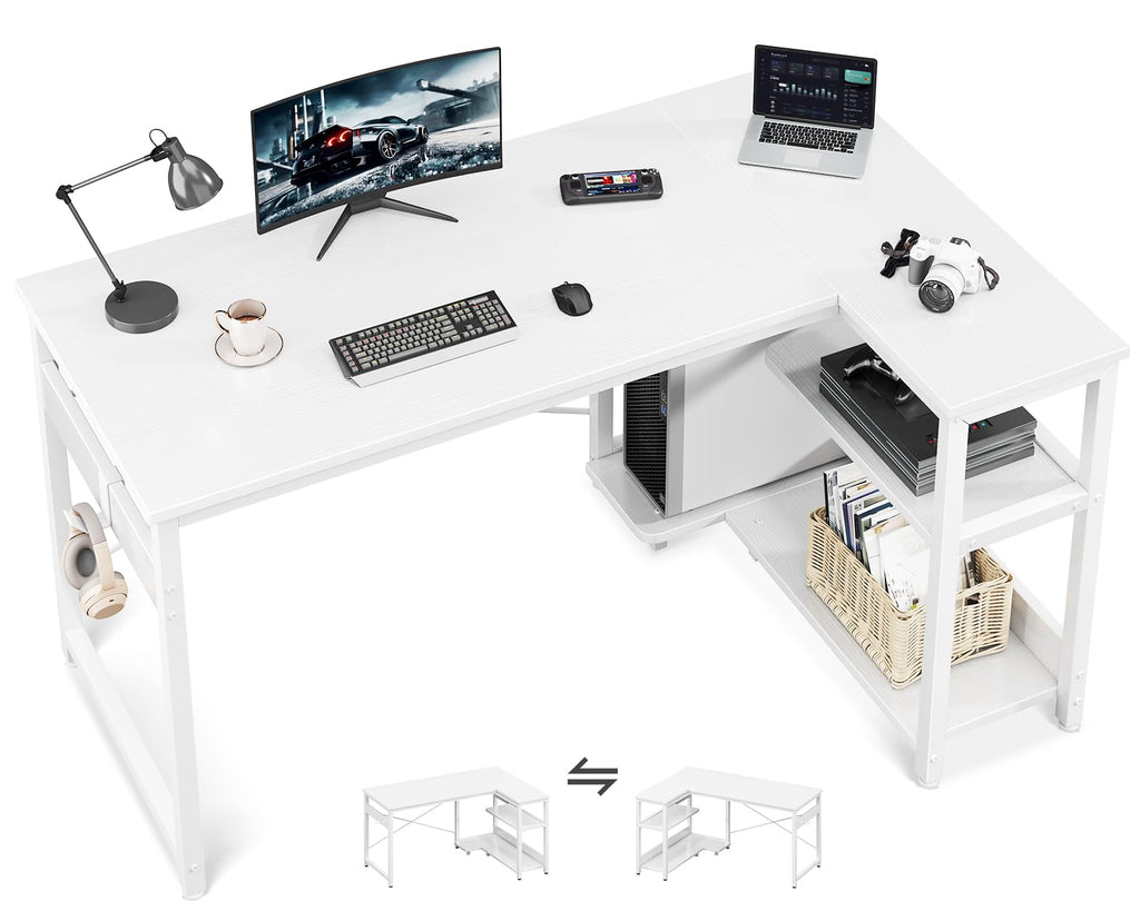 Reversible L-Shaped Corner Desk - White
