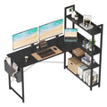 Corner Desk with Bookshelf - Black