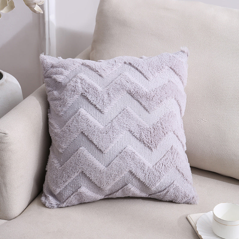 Plush Geometric Throw Pillow Cover