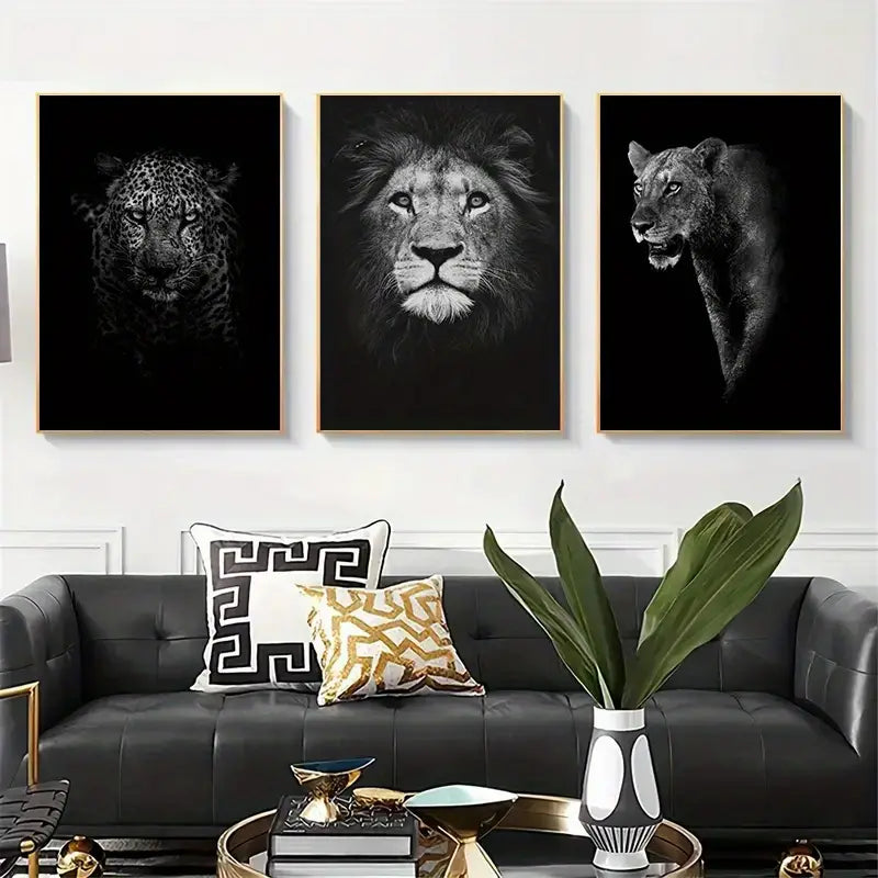 3pcs Animal Canvas Wall Art for Living Room Decor
