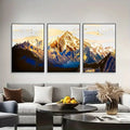 3pcs Golden Snow Mountain Canvas Wall Art for Home Decor